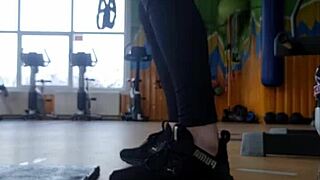 Young 18+ European Female Shakes Ass In Gym Shower