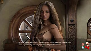 Young blonde babe in lingerie plays desert stalker game