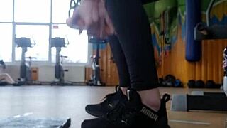 Young 18+ European Female Shakes Ass In Gym Shower