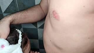 Blonde babe enjoys liquid lunch with big cock blowjob