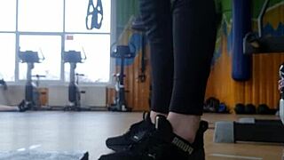 Young 18+ European Female Shakes Ass In Gym Shower