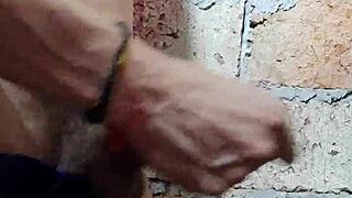 Excellent Handjob on His Big Cock by Tall Tattooed Guy