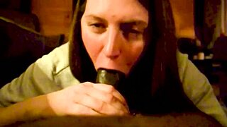 Tall BBW Amateur Sucks and Deepthroats Tall Black Man's Monster Cock Sloppily