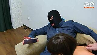 Shared My Wife with a Friend in Threesome, Double Blowjob with Condom Part 1