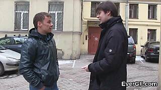 Skint boyfriend lets slutty friend shag his lover for cash