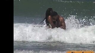 Damn, this naughty dude groped me at public beach and made me suck his dick!