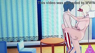 huge tits babe experiences emotional blowjob with monster cock in anime style