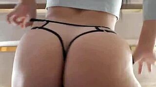 Latina teen shows big ass in thong