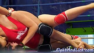 Euro Dykes Wrestle While Licking Pussies Close Up