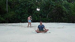 Interrupted Meditation on Beach with Sloppy Blowjob from Stranger Girl?