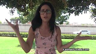 She says, 'look at my big boobs,' and then she gets fucked outdoors in casting