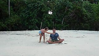 Interrupted Meditation on Beach with Sloppy Blowjob from Stranger Girl?