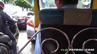 Asian teen enjoys big white cock in mouth a lot! 😍