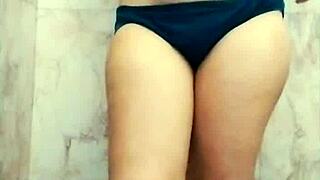 Pretty Asian stepsister’s solo play in the bathroom