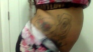 big tit ebony milf dances seductively in the bathroom