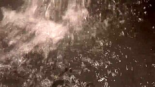 With the mouth of a raccoon in a cute Japanese bathroom massage