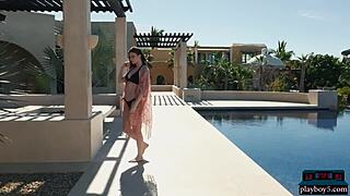 Petite Canadian MILF Strips Bikini in Stockings