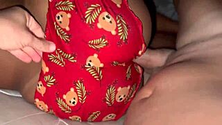 sexy latina wife teases husband with short shorts before getting cock