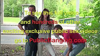 Skinny teen girl with small tits fucked in public street threesome