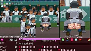 I serve as the manager in this hentai game gangbang with big tits and ass