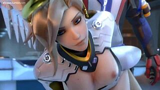 compilation of mercy from overwatch in german anime hentai style