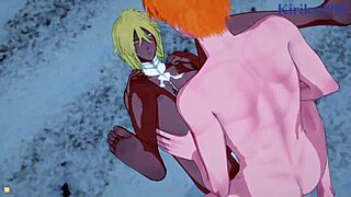 Nelliel says, 'Fuck me, Ichigo, with Tier watching.'