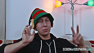 MILF gives CHRISTMAS ORAL SURPRISE with blowjob and pussy licking