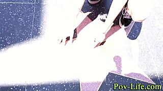 pov teen gets cum sprayed on big cock blowjob