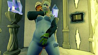 evil snow queen gets humbled by cock with riding blowjob and swallow domination