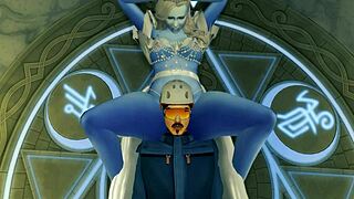 evil snow queen gets humbled by cock with riding blowjob and swallow domination