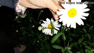 After a walk in the garden, the housekeeper engages in sex leading to orgasm