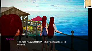 My New Family 94: Redhead Teen Plays Game at Home