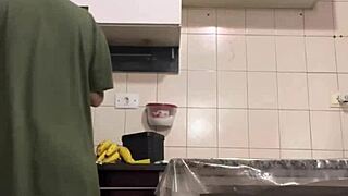 I saw the maid's huge ass while cleaning.