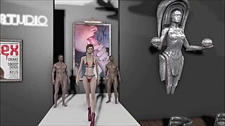 Fallout 4 fashion show featuring teen brunette in number 202