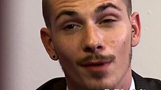 Young British punk bounces eagerly on boss's hard cock at work, craving anal assfucking and cumshot.