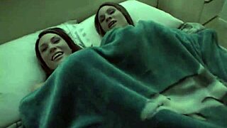 Simpson twins wake up fingering in shower with licking.