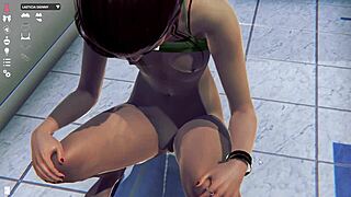 brunette toilet sex in anime hentai game 3d cartoon