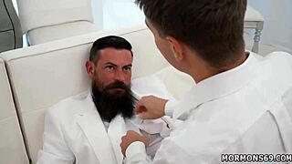 Gay teen watches blowjob movietures and experiences first time with elders