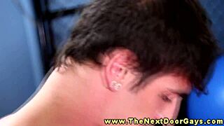 muscular gay guy gives blowjob