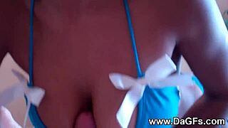 awesome girlfriend gives perfect handjob with cumshot