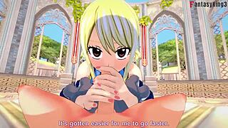 Lucy Heartfilia deepthroating like a pro in Fairy Tail fantasy! 😜