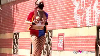 Harley Quinn Cosplayer Picks Up Guys!