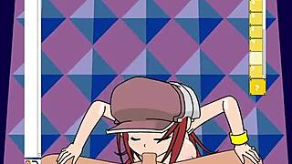 Shiki Misaki rides in animated cowgirl anal game.