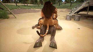 minotaur fucks lion hard and cums in mouth