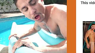 behind the scenes, samuel decker gets bent over for bareback threesome