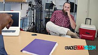 muscled white bear gets pounded by huge black cock