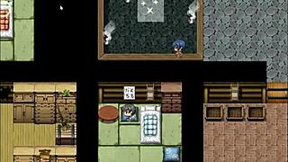 Tanned girl Natsuki enjoys huge bukkake while stroking cock in hentai game