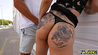 melania dark enjoys outdoor anal in public before night with latina