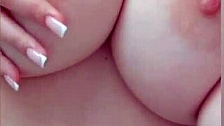 Cute Student Teasing Her Huge Boobs On Bed