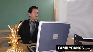 Cheerleader Dolly Leigh disciplined hard by professor Donnie Dakota, yikes! 😳